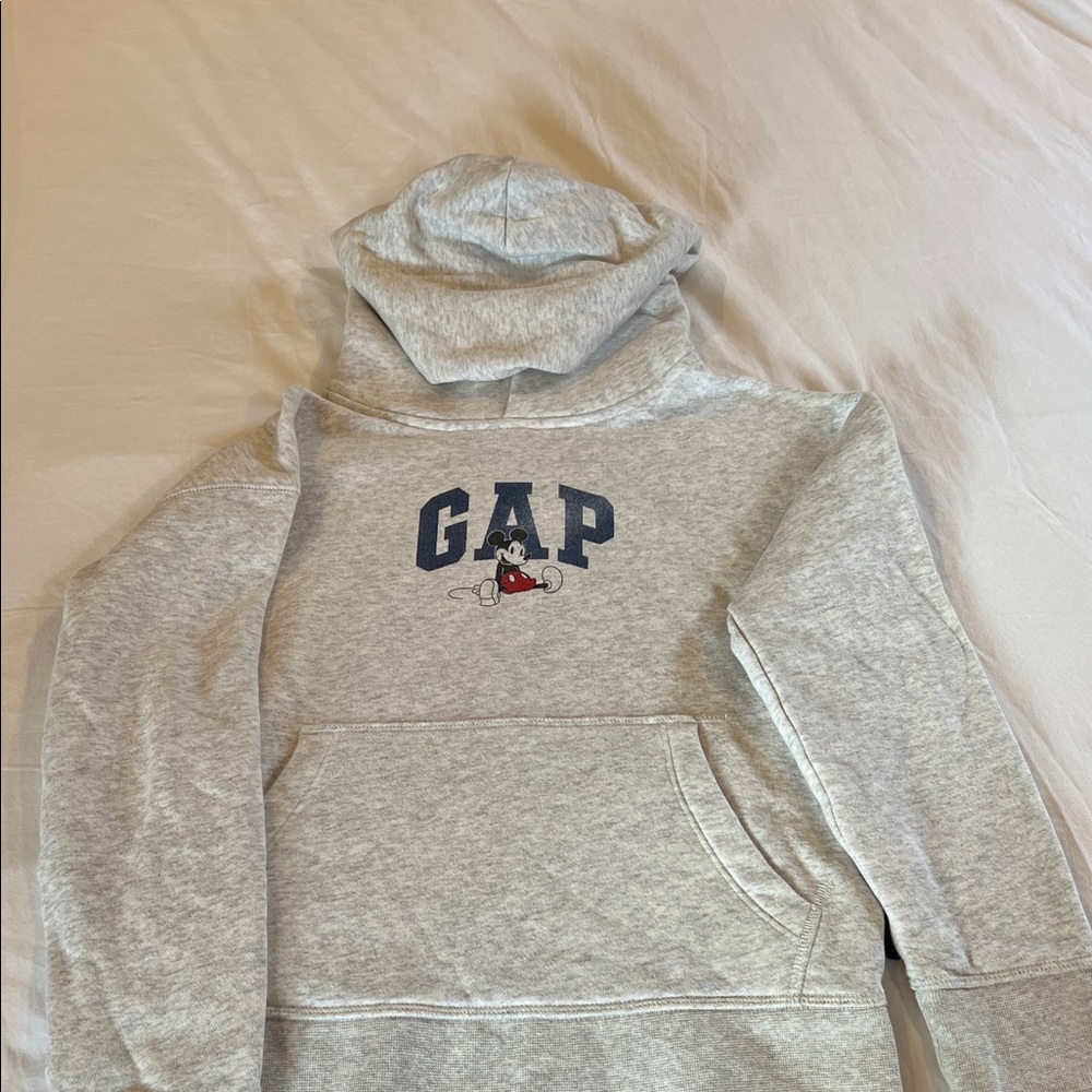 GAP Light Gray Hoodie with Navy Logo